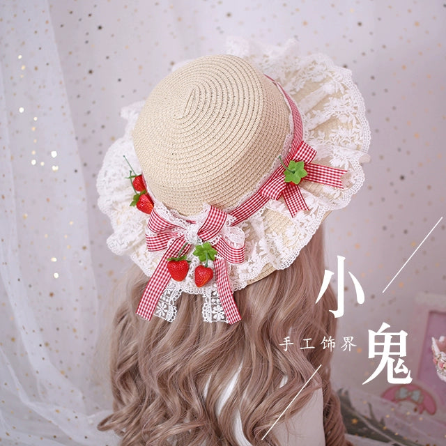 Strawberry Lace Straw Hat – Lolita Collective