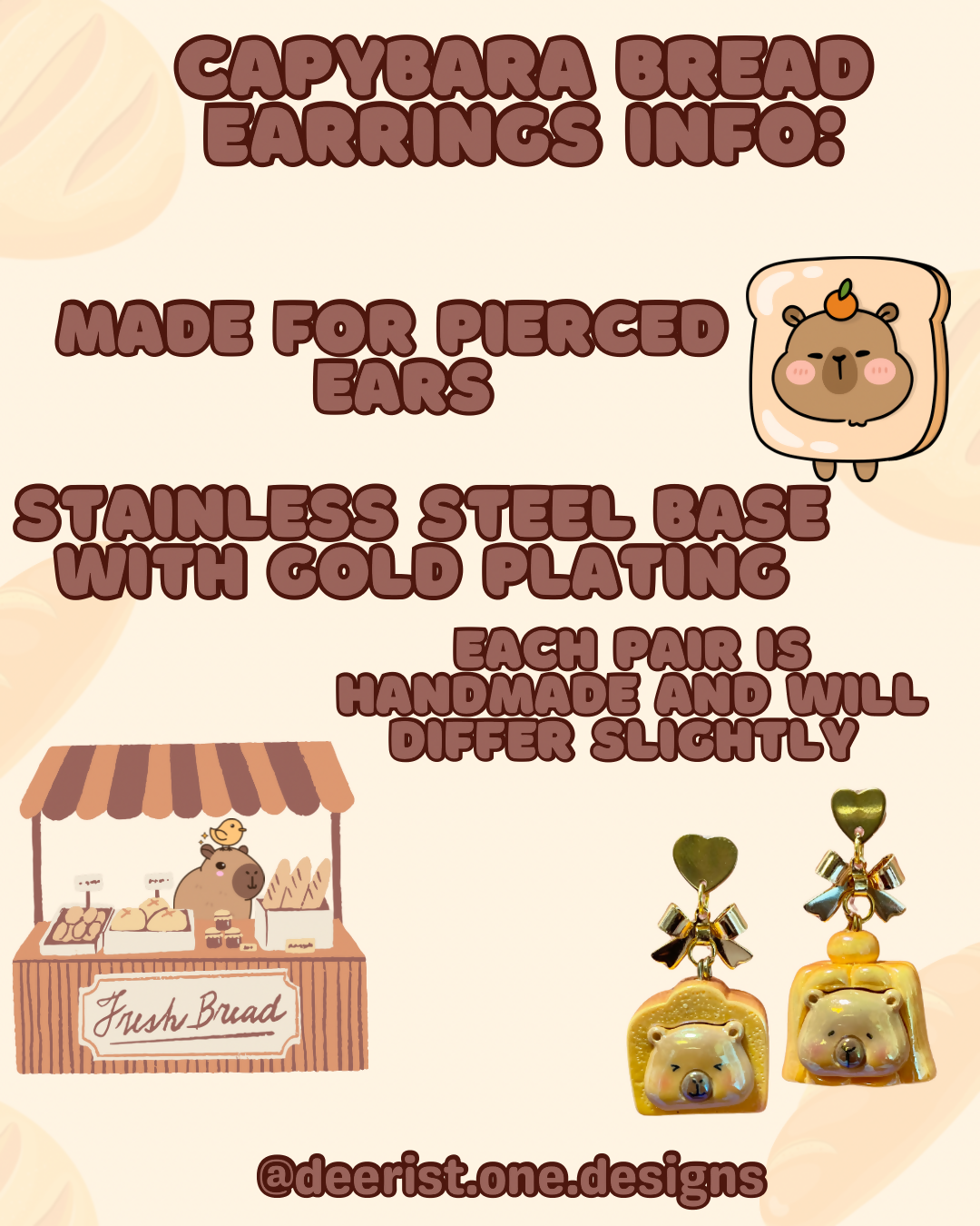 Capybara Bread Earrings - 2