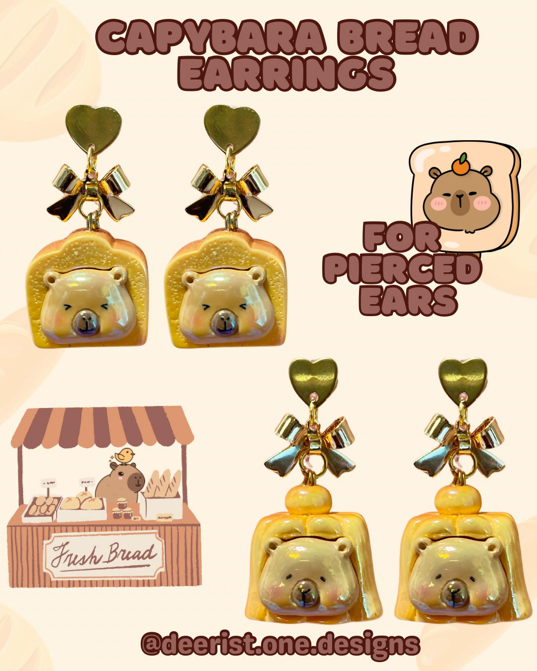 Capybara Bread Earrings - 1