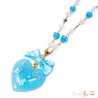 lovely glitter heart necklace sax