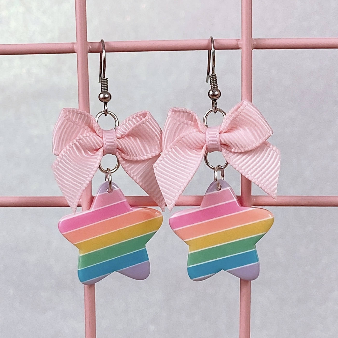 Pastel Stripe Star Earrings (5 Colors) - Lolita Collective