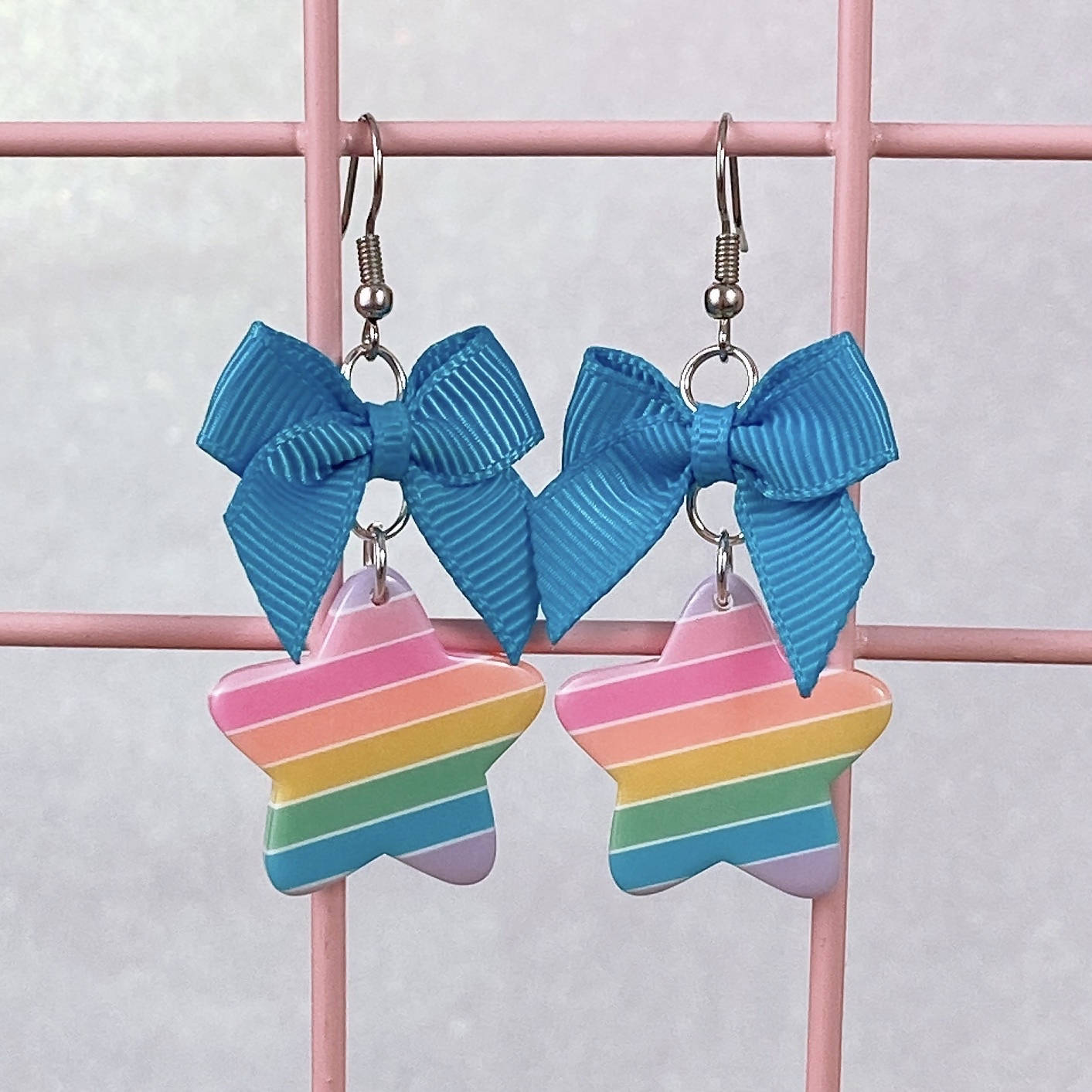 Pastel Stripe Star Earrings (5 Colors) - Lolita Collective