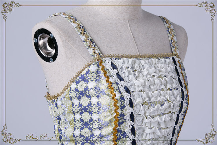 Rococo Bouquet Jumperskirt in Royal Blue - Lolita Collective
