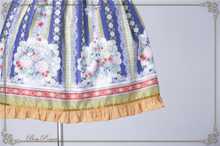 Rococo Bouquet Jumperskirt in Royal Blue - Lolita Collective