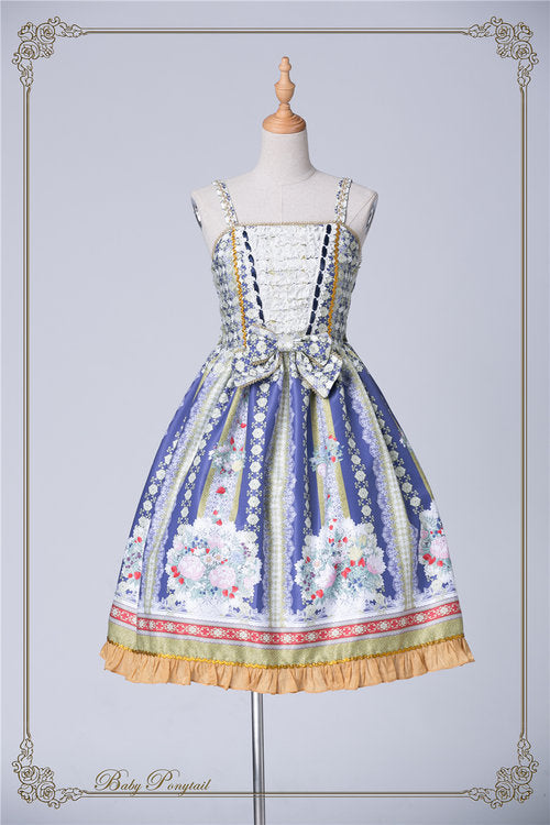 Rococo Bouquet Jumperskirt in Royal Blue - Lolita Collective