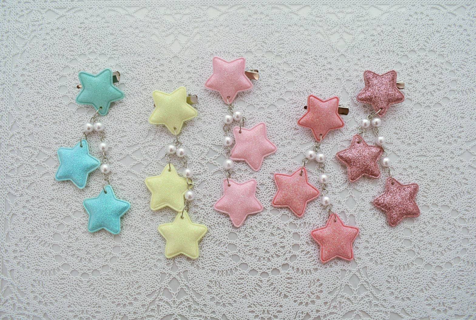 2-Way Pastel Star Clips (5 Colors) - Lolita Collective