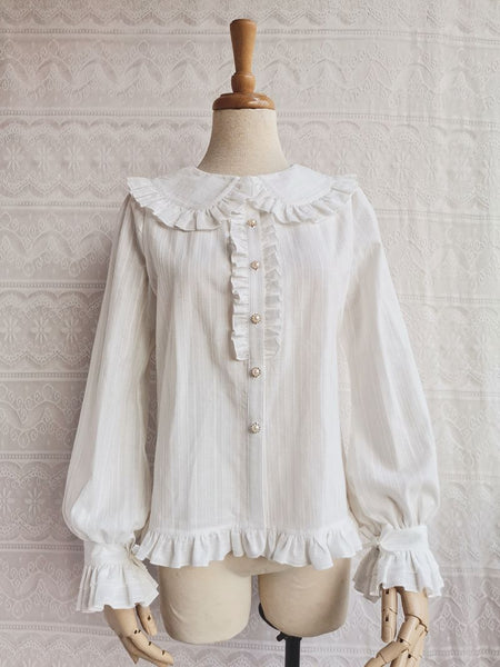 Peter Pan Collar Ruffle Long Sleeve Blouse – Lolita Collective