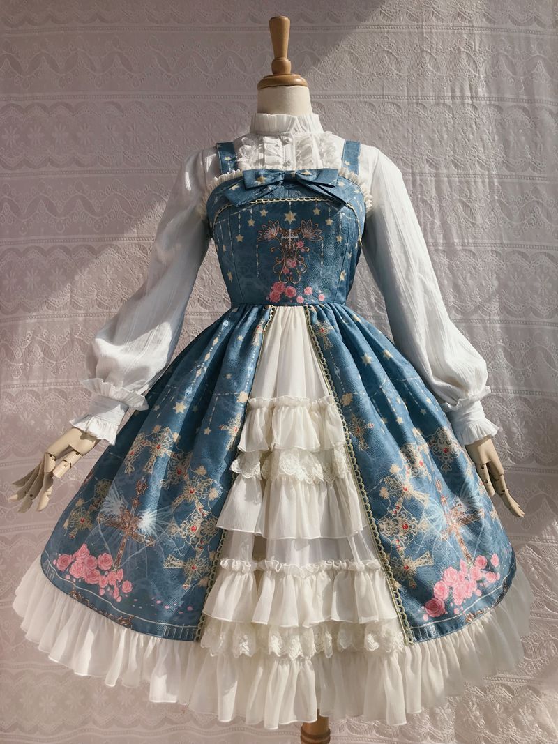 Peacock Cross Bustle Front Jumperskirt - Lolita Collective