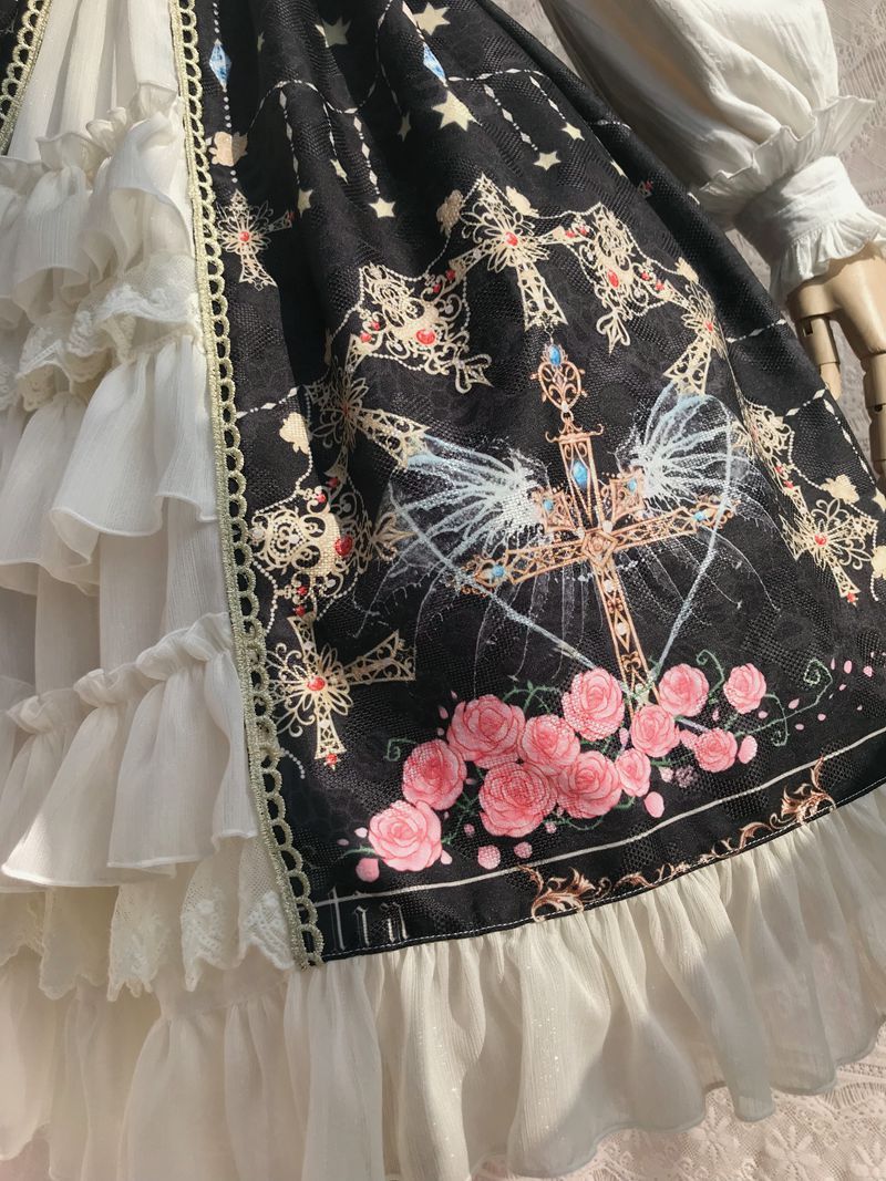 Peacock Cross Bustle Front Jumperskirt - Lolita Collective