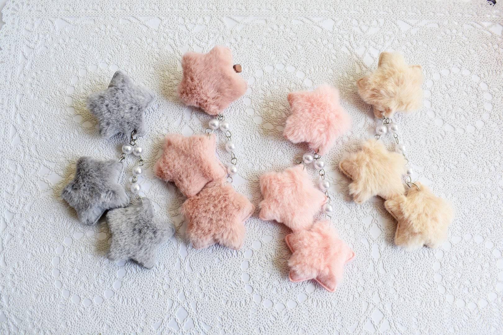 2-Way Fuzzy Star Clips (4 colors) - Lolita Collective