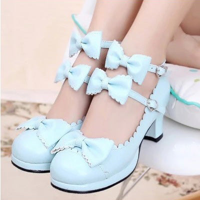 Triple Ribbon Bow Platform Heels - Lolita Collective