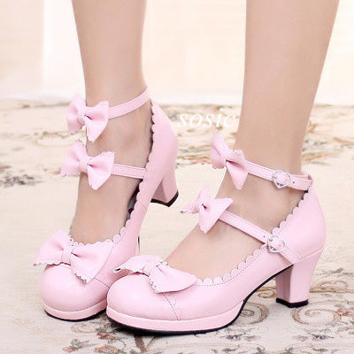 Triple Ribbon Bow Platform Heels - Lolita Collective