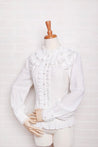 High Collar Webbing Lace Blouse (2 Colors, 2 Fabrics, Multiple Sizes) - Lolita Collective