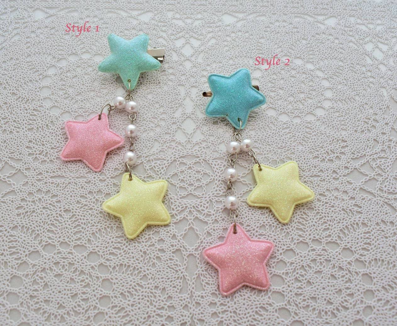 2-Way Multi Pastel Star Clips (4 colors) - Lolita Collective