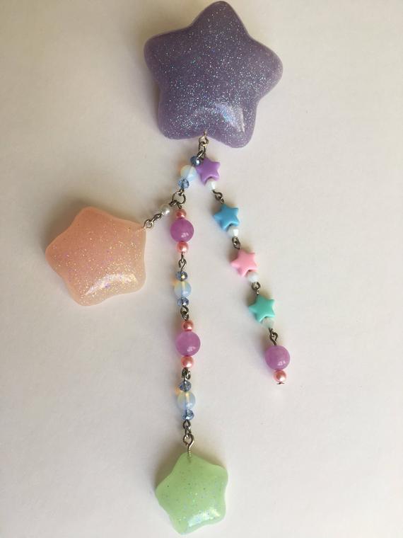 Resin Sparkle Star Clip (5 Colors) - Lolita Collective