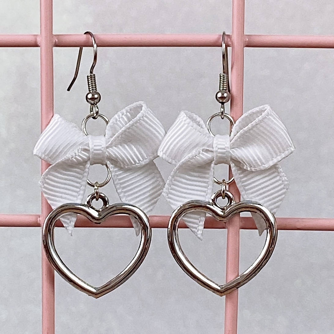 Silver Heart Earrings (6 Colors) - Lolita Collective