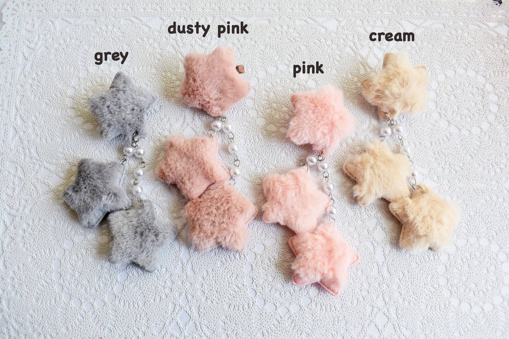 2-Way Fuzzy Star Clips (4 colors) - Lolita Collective