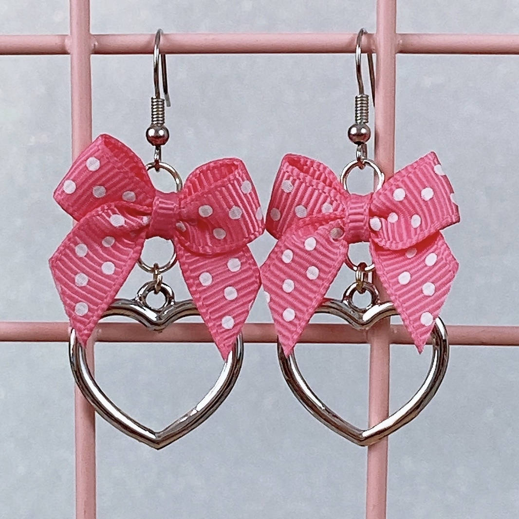 Silver Heart Earrings (6 Colors) - Lolita Collective