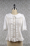Peter Pan Collar Short Sleeve Blouse in White - Lolita Collective